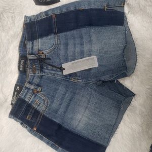 NWT Buffalo David Bitton Blue Denim Sanna Mid Rise Cut Off  Shorts Size 24